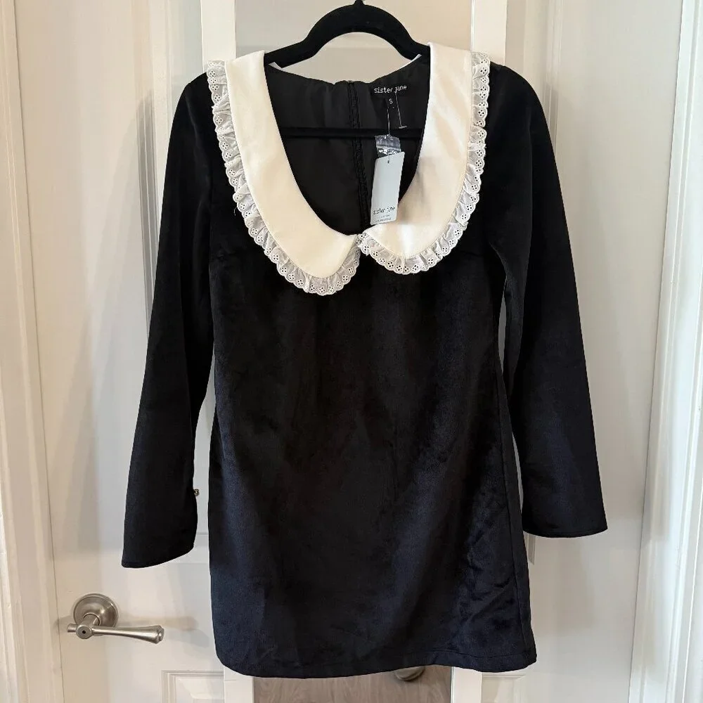 NEW Sister Jane Aquarius Scoop Neck Mini Dress Size Small Color Black White